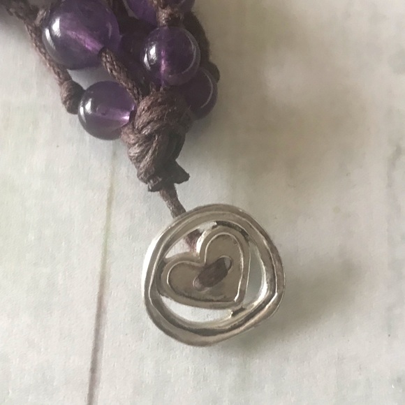 Purple bead with heart closure bracelet - Picture 5 of 6
